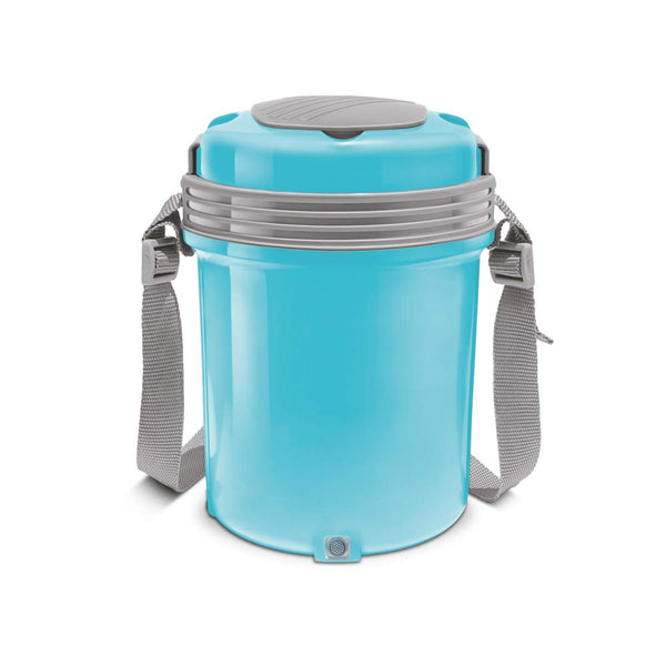 MILTON Electron Portable Stainless Steel Electric Lunch Box for Office Use, Travel I Auto Shut Off, 4 Tier Tiffin I 400ml X 4, Blue