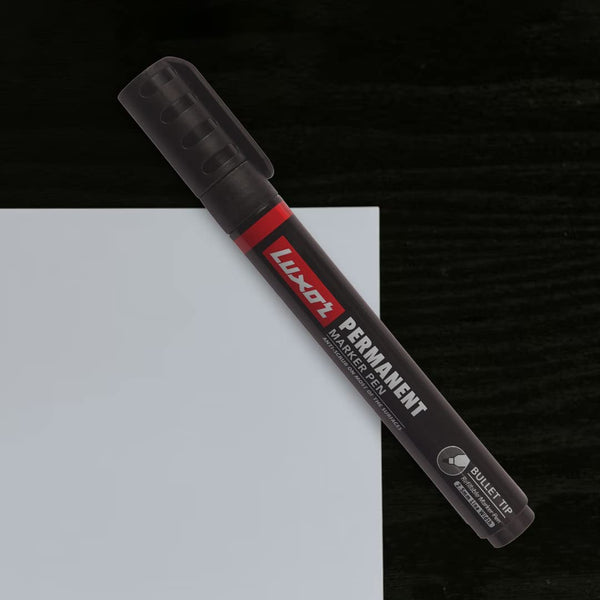 Luxor Refillable Permanent Marker in Classic Black, Pack of 10, Perfect for Sustainable and Bold Writing