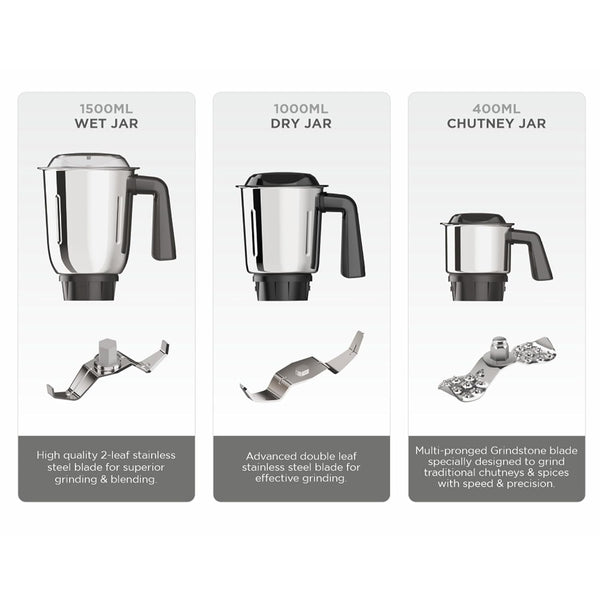 Milton Spire 3 Jar Mixer Grinder 550w