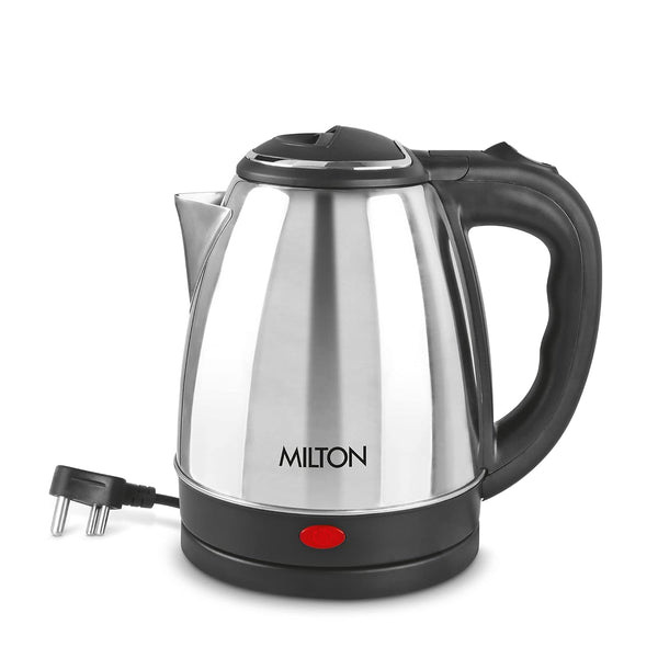 Milton Euroline Go Electro 1.5 Stainless Steel Electric Kettle, 1 Piece, Silver, 1.5 Litres | Power Indicator | 1350 Watts | Auto Cut-off | Detachable 360 Degree Connector | Boiler for Water