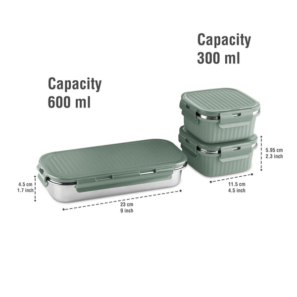 Milton Softline Tiffin Lush Lunch 2x300ml & 1x600ml Container