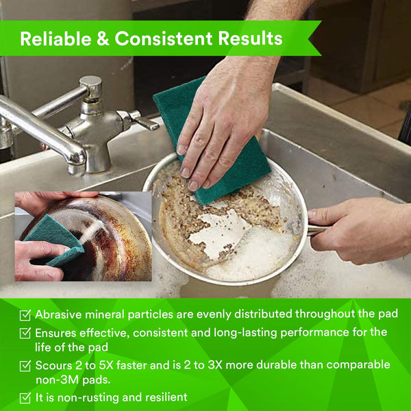 3M Scotch-Brite - Medium Duty Scouring Pads 96 (10X15cm) 4 Pad Per Packet, Pack of 3 Packet