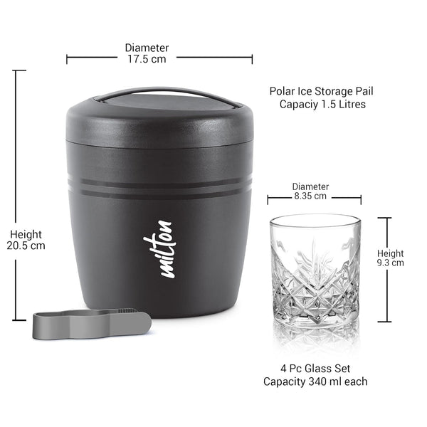 Milton Spiritz Ice Pail with Whiskey Glass Set