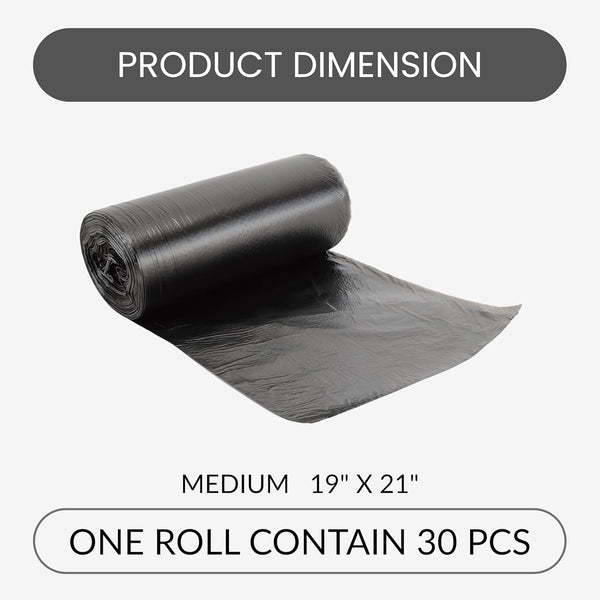 MGS - Garbage Bags 30 Bag Per Roll Medium - 19x21 Inches, Pack of 6 Rolls