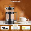 AGARO Delite French Press Coffee And Tea Maker, Borosilicate Glass Body With Sleeves, Glass Carafe, BPA Free Plastic Lid Strainer, 600Ml