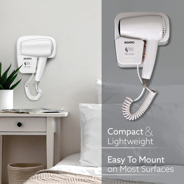 Agaro Wall Mounted Hair Dryer 1400w HD1417