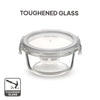 CELLO Royale Round Borosilicate Glass Lunch Box with Jacket, 400ml, Set of 3 | Safety Lock Airtight |Microwave Safe and Leak Proof | Ideal for College, Office