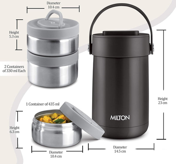 Milton Glamour Thermosteel Vaccum insulated Tiffin
