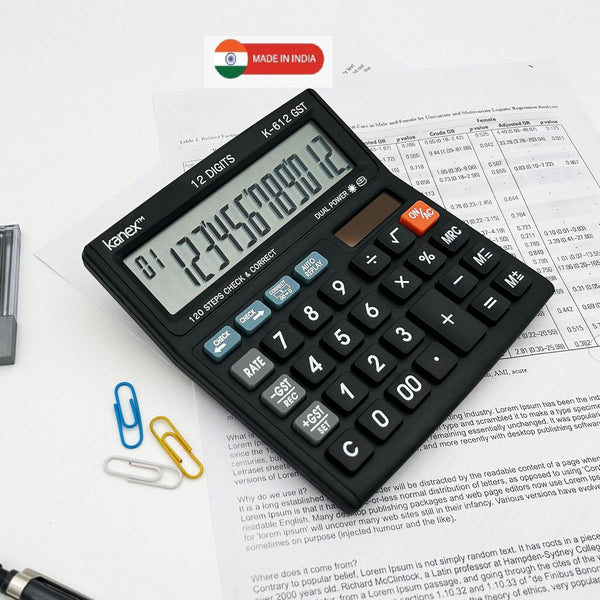 INNOVONE Calculator K-612 GST, Fixed Angular Display, GST Function, Auto Replay & Grand Total Function, with 3 Years Warranty