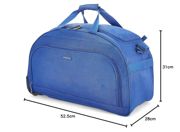 Aristocrat Polyester Solid Pattern Dart Duffle Bag, Wheel (H) 52 Blue (Blue, Small), 52.5 x 28 x 31 Centimeters