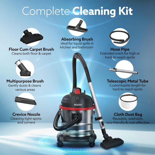 Agaro Ace Wet & Dry Vacuum Cleaner 1600w 21.5 kpa No.33290