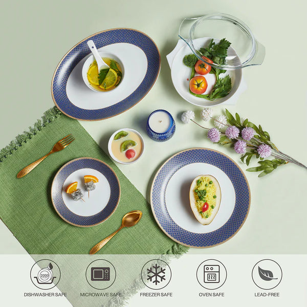 Cello Solitaire Opalware Dinner Set, Sapphire 35Pcs Set
