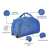 Aristocrat Polyester Solid Pattern Dart Duffle Bag, Wheel (H) 52 Blue (Blue, Small), 52.5 x 28 x 31 Centimeters