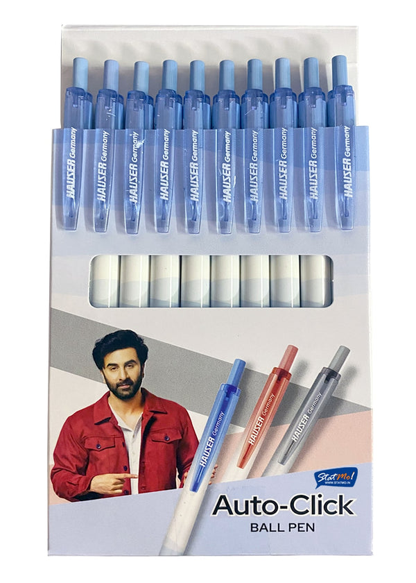Hauser Germany Auto Click Ball Pen Blue HP-1006, Pack of 40 Pens