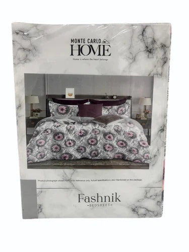 Monte Carlo Fashnik King Size 1 Bedsheet with 2 Pillow Cover