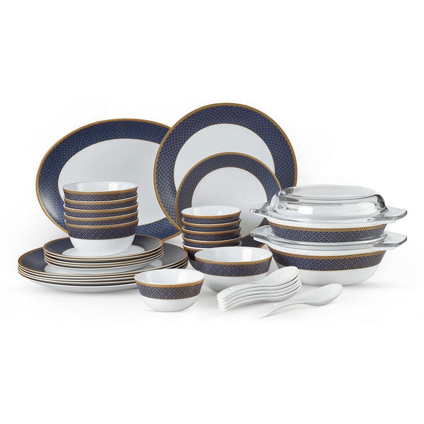 Cello Solitaire Opalware Dinner Set, Sapphire 35Pcs Set