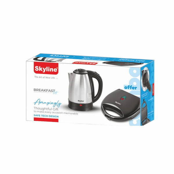 Skyline Breakfast Set - Electric Kettle 1500w 1.8Ltr & Sandwich Toaster 750w