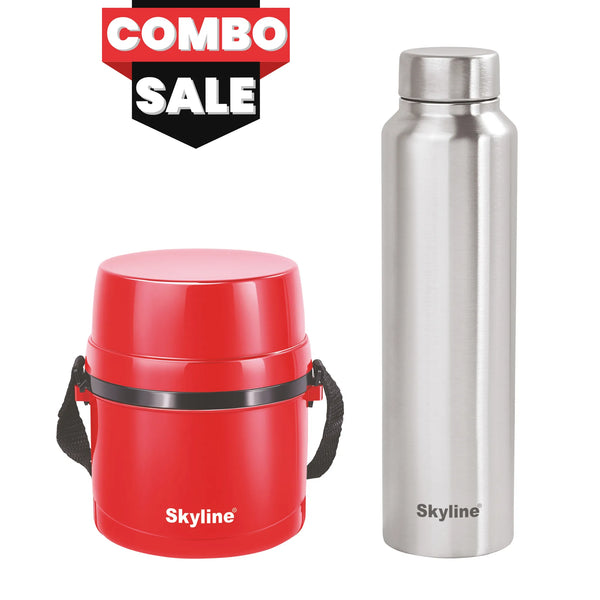 Skyline Lunch Set Electric Lunch Box & 1ltr Steel Bottle