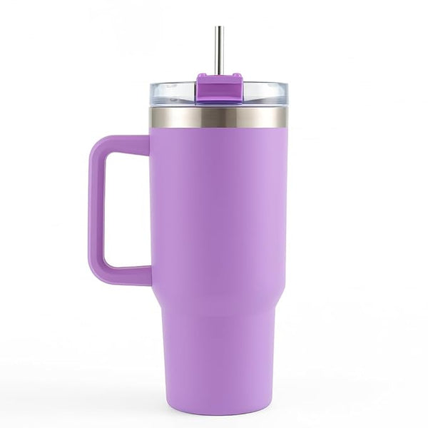 MGS - 1200ml Stainless Steel Tumbler with Handle & Steel Straw | Double Wall Vacuum Insulated Mug | Spill Proof Lid | Beer & Cold Drink Travel Cup (Multicolor)
