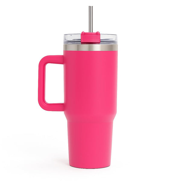 MGS - 1200ml Stainless Steel Tumbler with Handle & Steel Straw | Double Wall Vacuum Insulated Mug | Spill Proof Lid | Beer & Cold Drink Travel Cup (Multicolor)