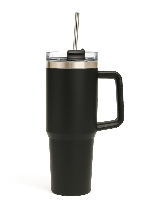 MGS - 1200ml Stainless Steel Tumbler with Handle & Steel Straw | Double Wall Vacuum Insulated Mug | Spill Proof Lid | Beer & Cold Drink Travel Cup (Multicolor)
