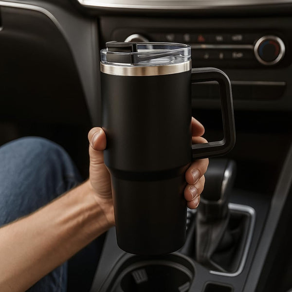 MGS - 1200ml Stainless Steel Tumbler with Handle & Steel Straw | Double Wall Vacuum Insulated Mug | Spill Proof Lid | Beer & Cold Drink Travel Cup (Multicolor)