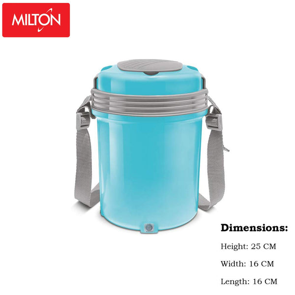 MILTON Electron Portable Stainless Steel Electric Lunch Box for Office Use, Travel I Auto Shut Off, 4 Tier Tiffin I 400ml X 4, Blue