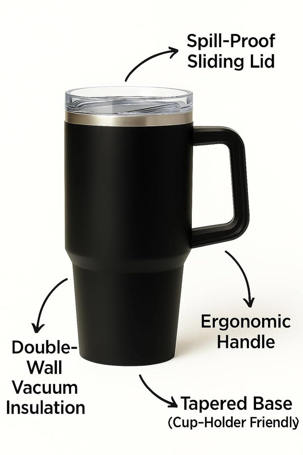 MGS - 1200ml Stainless Steel Tumbler with Handle & Steel Straw | Double Wall Vacuum Insulated Mug | Spill Proof Lid | Beer & Cold Drink Travel Cup (Multicolor)