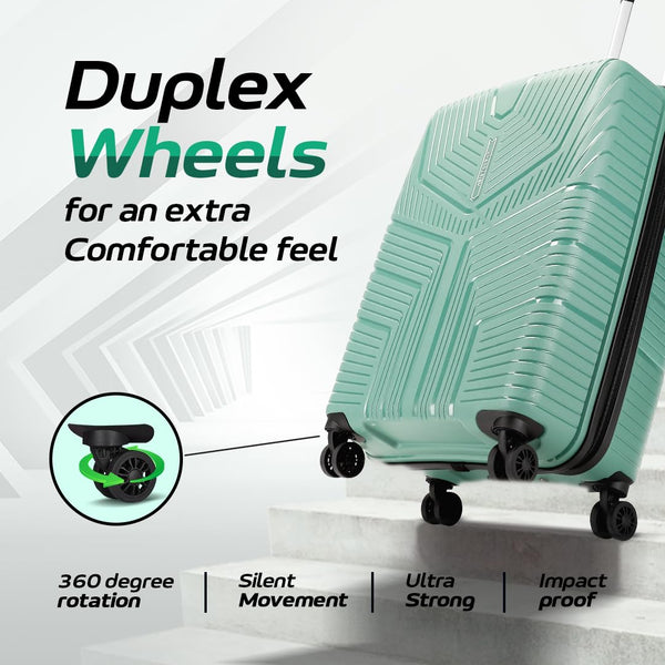 Aristocrat Polypropylene Prime Cabin 55 Cm(Small) Spinner 8 Wheels Trolley Bags for Travel Hard Case Luggage, Lightweight Bag & Combination Lock (Green) | 7-Year Warranty