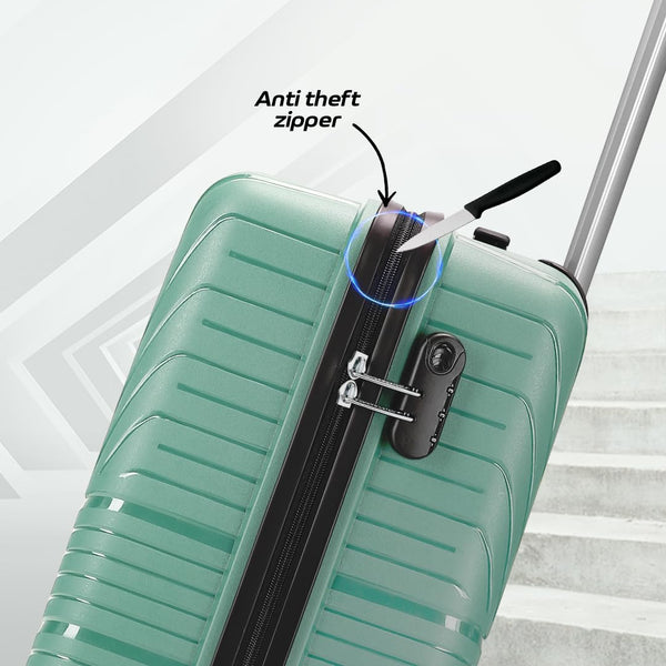 Aristocrat Polypropylene Prime Cabin 55 Cm(Small) Spinner 8 Wheels Trolley Bags for Travel Hard Case Luggage, Lightweight Bag & Combination Lock (Green) | 7-Year Warranty