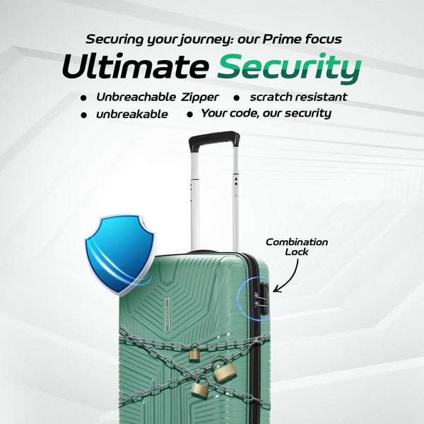 Aristocrat Polypropylene Prime Cabin 55 Cm(Small) Spinner 8 Wheels Trolley Bags for Travel Hard Case Luggage, Lightweight Bag & Combination Lock (Green) | 7-Year Warranty