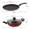 Milton Pro Cook New Granito My Kitchen Set of 2,(Tawa 28 cm and Kadhai 24 cm/2.5 LTR with Glass Lid) Burgundy | Dishwasher Safe| Induction Safe | Gas Stove Safe | 2 Years Warranty