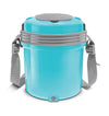 MILTON Electron Portable Stainless Steel Electric Lunch Box for Office Use, Travel I Auto Shut Off, 3 Tier - 400ml X 3, Blue