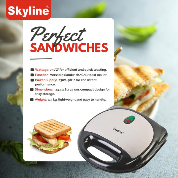 Skyline Sandwich \ Grill Toaster 750w VTL-2095