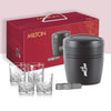 Milton Spiritz Ice Pail with Whiskey Glass Set – 1.5L PU Insulated Bucket, Tong, and 4 pcs, 340ml Each Tumblers for Cocktails, Bars, and House Parties (Black & Grey)