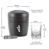 Milton Spiritz Ice Pail with Whiskey Glass Set – 1.5L PU Insulated Bucket, Tong, and 4 pcs, 340ml Each Tumblers for Cocktails, Bars, and House Parties (Black & Grey)