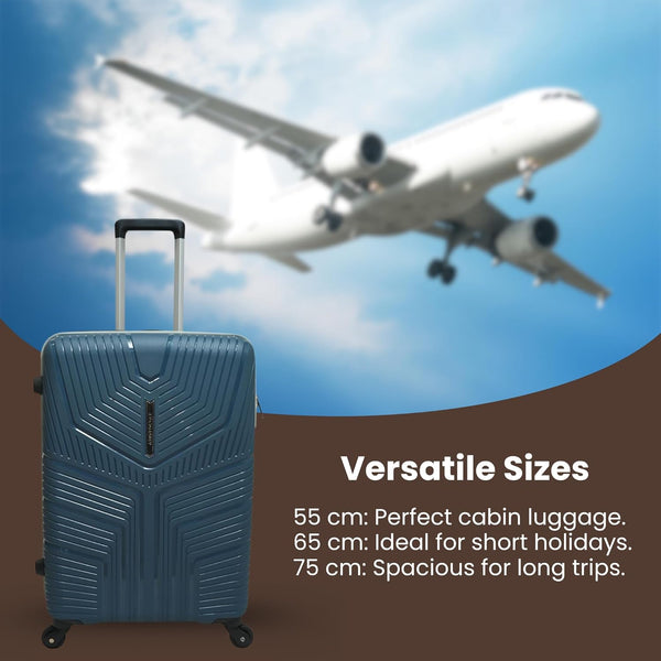 VIP Aristocrat 3-Piece Set 55 Cm, 66 Cm & 76 Cm Polyproplyene Hard Sided 4 Spinner Wheels,Light Weight Luggage/Trolley Bags with Combination Lock and 5 Years International Warranty (Navy Blue)