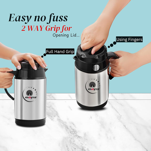 Mayur Jug I OSLO Stainleel Steel Silver Touch Series Thermosteel Jug I Puff Insulated Water Jug I mayur jug I mayur Water jug I