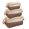 MGS Premium Jute Storage Basket Eco-Friendly Foldable Storage Basket Bin Organizer, Set of 3 ( Color Available Beige, Brown, Pink )