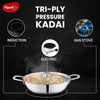 Pigeon Elite Stainless Steel Triply Kadhai 26 cm, Gas Stove and Induction Compatible for Fast Cooking and Longer Heat Retention, Along with Even Heat Distribution- Silver