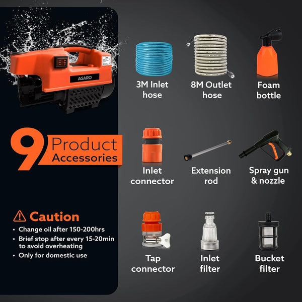 Agaro Supreme High Pressur Washer 1800w 120Bar No.33715