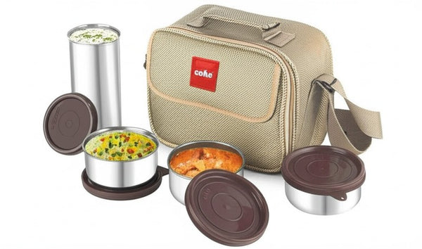 Cello MF Fab Lunch Box ( 3 Steel Container + Steel Glass )