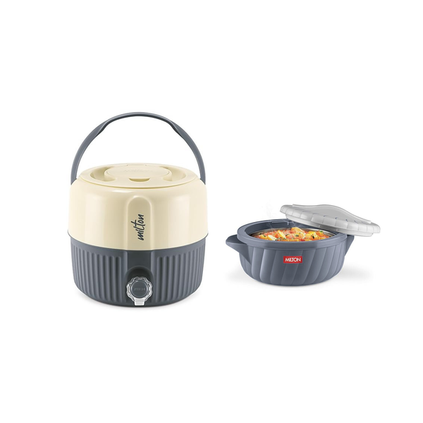 Milton Emporium Gift Set With Flora 1000 Insulated Inner Steel Casserole & Kool Pristine 7 Insulated Plastic Water Jug