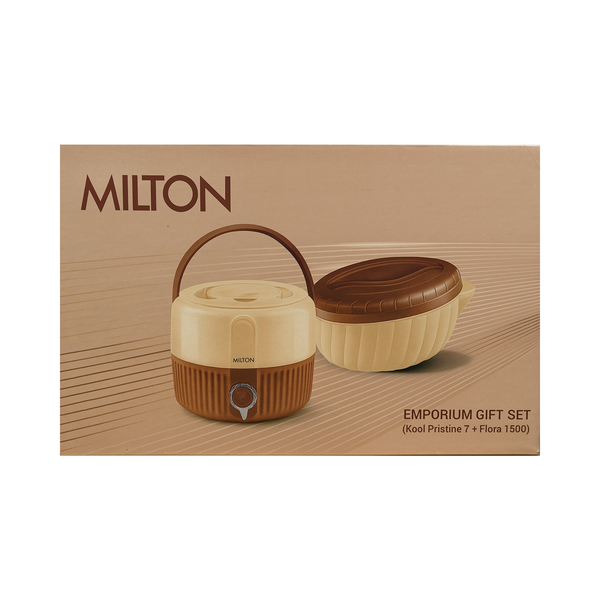 Milton Emporium Gift Set With Flora 1000 Insulated Inner Steel Casserole & Kool Pristine 7 Insulated Plastic Water Jug