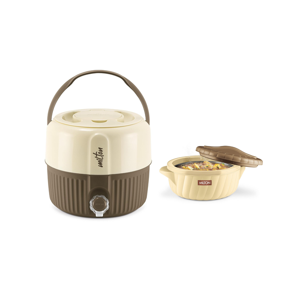 Milton Emporium Gift Set With Flora 1000 Insulated Inner Steel Casserole & Kool Pristine 7 Insulated Plastic Water Jug